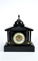 Lot 292 - A Victorian slate portico mantel clock