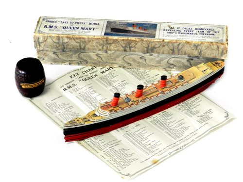 Lot 269 - 1936 Chad Valley Queen Mary Model & HMS Victory Barrel.