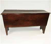 Lot 312 - An oak six plank chest, 18th century and later