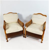 Lot 259 - An early 20th century continental beech bergère suite