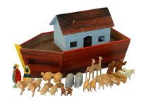 Lot 339 - Dudley Toy Co of Eastbourne painted wooden Noah's ark with 22 flocked lead figures