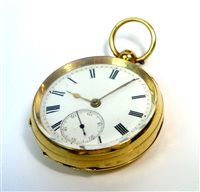 Lot 194 - An 18ct gold open face John Rotherham pocket watch