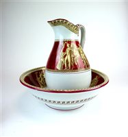 Lot 72 - A Victorian five piece ceramic wash set