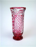 Lot 117 - A tall ruby flashed glass vase