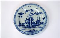 Lot 78 - An 18th century delft blue and white plate