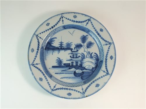 Lot 34 - An 18th century London delft plate