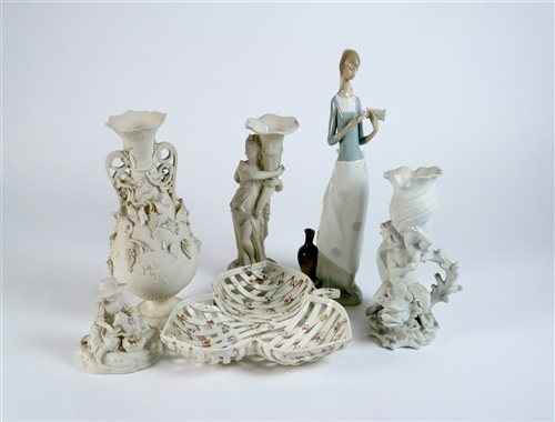 Lot 44 - Parian, Lladro and a French basket