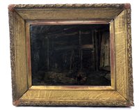 Lot 133 - George Piris, Stable interior, oil on canvas