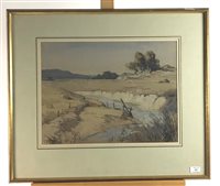 Lot 187 - Bernard Eyre Walker, River view, signed lower left and dated 1956, watercolour, 37 x 49cm