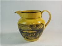 Lot 104 - A 19th century canary yellow maritime jug and a silver lustre 'Hope' mug
