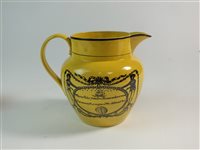 Lot 104 - A 19th century canary yellow maritime jug and a silver lustre 'Hope' mug