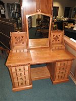 Lot 130 - A late Victorian ash wood and inlaid two piece bedroom suite