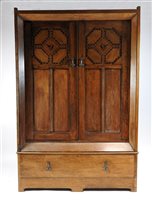 Lot 145 - A late Victorian Scottish style oak and inlaid Arts and Crafts bedroom suite