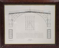 Lot 251 - A print after a detailed scale drawing of the Iron bridge at Colebrookdale over the River Severn