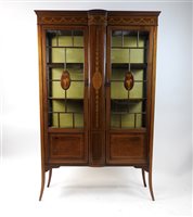 Lot 245 - An Edwardian mahogany and inlaid display cabinet in Adam Revival style