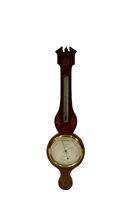 Lot 242 - A George III inlaid oak banjo shaped barometer