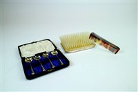 Lot 17 - A cased silver mounted brush and comb