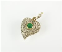 Lot 122 - An emerald and diamond witches heart pendant