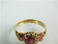 Lot 48 - A Victorian pink sapphire and diamond ring