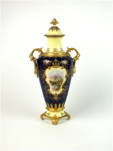 Lot 37 - A Coalport twin-handled vase and cover