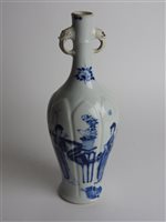 Lot 277 - Chinese blue and white porcelain 'Long Eliza'  two handled baluster vase