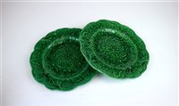Lot 73 - A collection of Majolica leaf moulded 'salad' plates