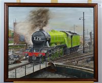 Lot 253 - Ron Dellow, Steam Engine, oil on canvas