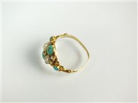 Lot 121 - A pearl, turquoise and diamond ring