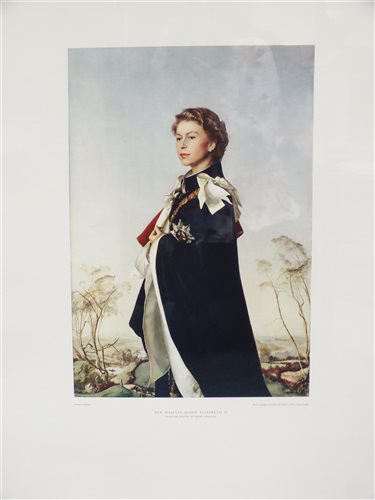 Lot 218 - After Petro Annigoni, Queen Elizabeth print