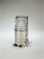 Lot 32 - A silver mounted pickle jar and fork