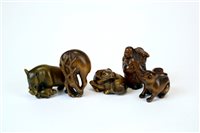 Lot 142 - Five Japanese boxwood netsuke