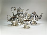 Lot 66 - A William IV silver four piece tea and coffee service
