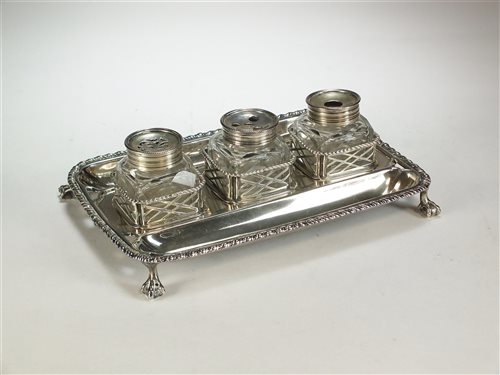 Lot 53 - An early George III silver ink stand