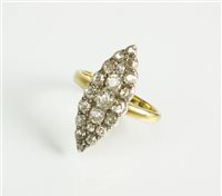 Lot 164 - A 19th century navette diamond ring