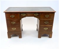 Lot 330 - Early 20th century oak pedestal desk