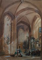 Lot 198 - E S Cole, St Maclow, Rouen, watercolour