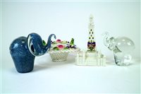 Lot 108 - Three Zanetti glass elephants and a collection of ceramics