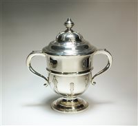 Lot 76 - A two handled silver cup and cover