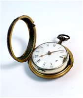 Lot 60 - Pair cased tortoiseshell 18th century pocket watch.