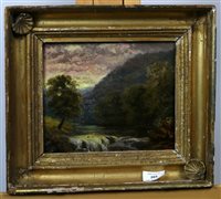 Lot 265 - Unsigned watercolour and landscape oil