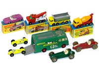 Lot 320 - Dinky and Matchbox Grand Prix Cars with boxed Matchbox 1970s Superfast.