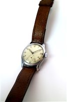 Lot 190 - A Double stamped Swiss military pilots watch with sterile dial and broad arrow caseback