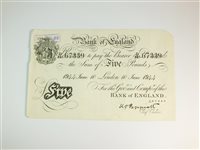 Lot 205 - A Bank of England white £5 note