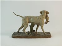 Lot 75 - A Royal Dux model of a dog with rabbit