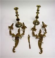 Lot 312 - A small collection of brass lighting