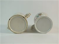 Lot 66 - A Derby porcelain commemorative mug and a twin handled mug