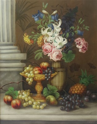Lot 119 - Edwin Steele, Still Life of Fruit and Flowers