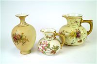 Lot 114 - Three pieces of blush ivory Royal Worcester porcelain