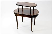 Lot 574 - A Regency style mahogany and brass two tier side table, circa 1900
