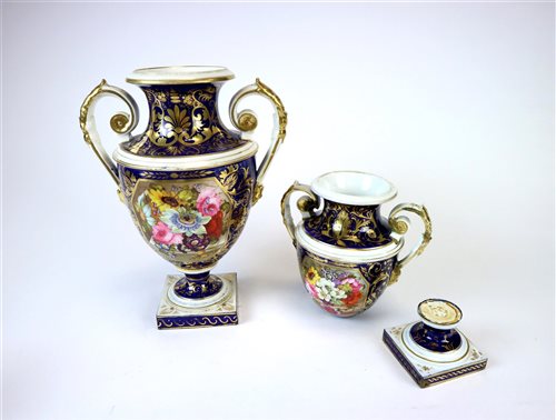 Lot 123 - A Derby porcelain twin-handled vase and one other vase